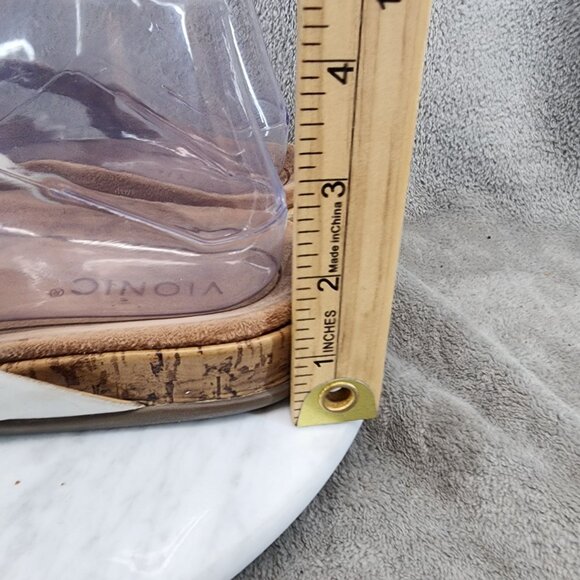 Vionic Shoes Womens  Size 6 Daniela White Leather Strap Cork Sandals *GUC* - Picture 2 of 12